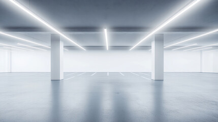 Clean, empty and simple underground parking