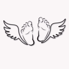 Handdrawn line art style mom and baby illustration art.