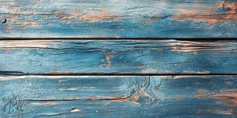 Weathered blue wooden planks with peeling paint.