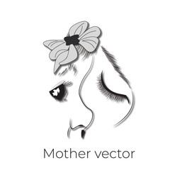 Handdrawn line art style mom and baby illustration art.