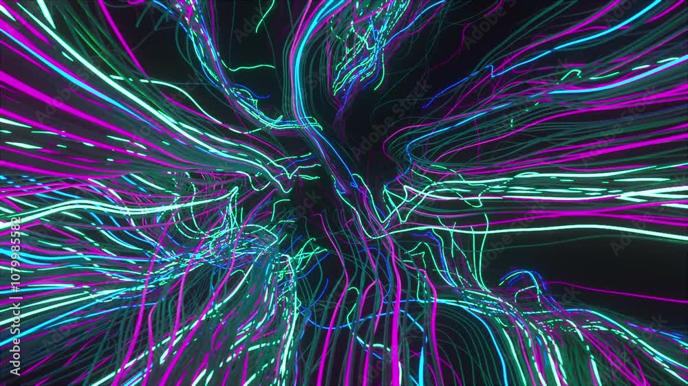 Poster curve strobe lines. computer generated 3d render