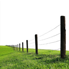 Fototapeta premium Electric fence setup around a pasture. isolated on transparent background