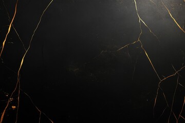 Luxurious Black and Gold Cracked Marble Texture with Kintsugi Inspired Design