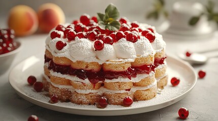 Delicious waffles topped with raspberries and syrup on a plate