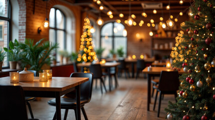 Obraz premium A warmly lit Christmas tree decorated with golden ornaments and candles, creating a cozy, festive atmosphere. Set in a peaceful room or church, the glow enhances the holiday spirit
