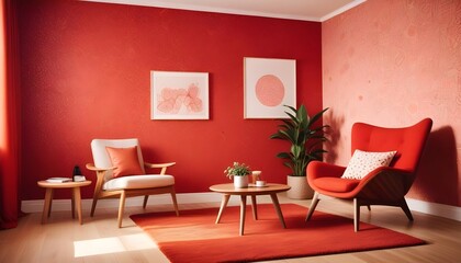 Scandinavian living room interior design zoom background,Doodle patterned wallpaper graphics