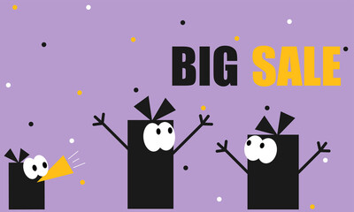 Fototapeta premium Big Sale, Flyer, Shopping, Banner, Background, Market, Purple, Yellow