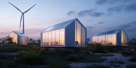 Fototapeta premium Cells Integrated into an Off-Grid Wind Farm: Harnessing Renewable Energy for a Sustainable Future