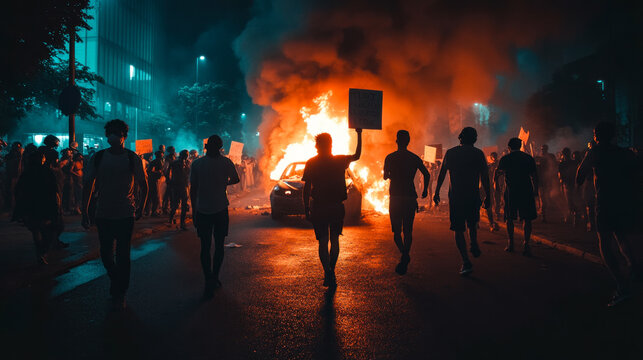 Protestors, rioters starting fires and causing massive damage