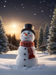 snowman with christmas tree