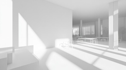 Obraz premium Minimalist Interior Design with Sunbeams & Shadows