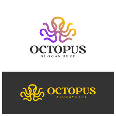 Octopus logo vector illustration. Simple Octopus logo design concept template