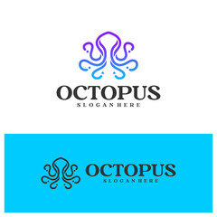 Octopus logo vector illustration. Simple Octopus logo design concept template
