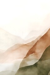 A soft, watercolor abstract landscape in earthy tones like beige, terracotta, and olive green, with gentle gradients and flowing shapes, creating a tranquil atmosphere