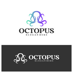 Obraz premium Octopus logo vector illustration. Simple Octopus logo design concept template