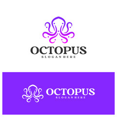 Octopus logo vector illustration. Simple Octopus logo design concept template