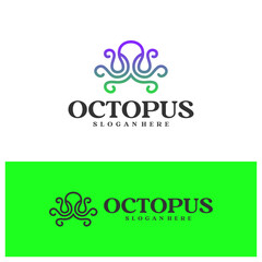 Octopus logo vector illustration. Simple Octopus logo design concept template