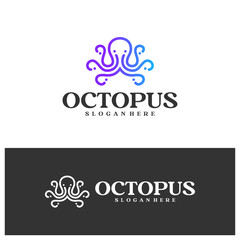 Octopus logo vector illustration. Simple Octopus logo design concept template