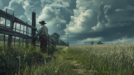 Obraz premium Man in a Field