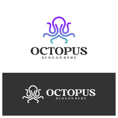 Fototapeta premium Octopus logo vector illustration. Simple Octopus logo design concept template