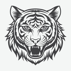 Tiger Head Silhouette Logo Vector Illustration Isolated on White Background for Branding and Design Projects