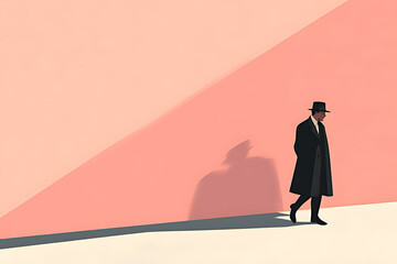 silhouette of a man walking on the side of wall