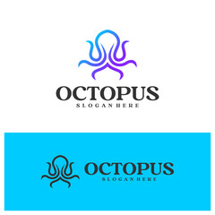 Octopus logo vector illustration. Simple Octopus logo design concept template