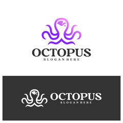 Octopus logo vector illustration. Simple Octopus logo design concept template