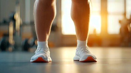 Athletic feet in modern running sneakers on a gym floor during an intense workout session showcasing the dedication and discipline of a healthy active lifestyle