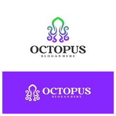 Octopus logo vector illustration. Simple Octopus logo design concept template
