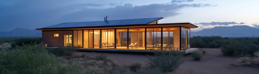 Fototapeta premium Integrating Solar Power: Off-Grid Farm with Innovative Cell Technology for Sustainable Energy Solutions