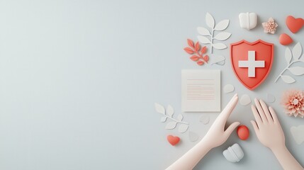 Promote family health and safety with creative paper cut art representing life and protection standards