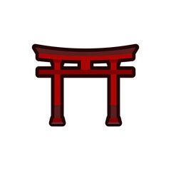 Tori gate, japanese iconic gate, Landmark Icon, City Building Vector Illustration