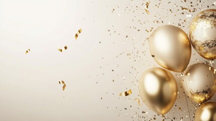 Golden Balloons and Confetti: A Festive Celebration Background