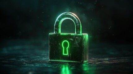 Green Padlock Icon Environtment Safety Technology