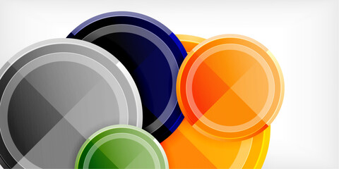 Abstract background - multicolored circles, trendy minimal geometric design, vector illustration