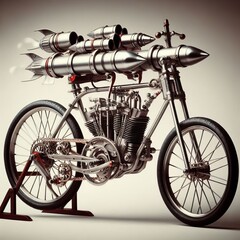 Obraz premium Jet Propelled Velocipede Vintage inspired flying bike with moder