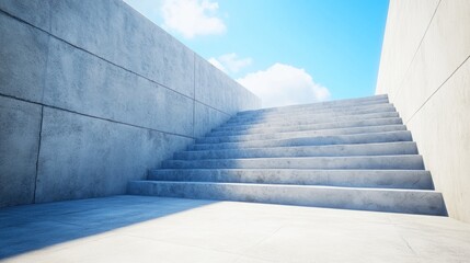 Fototapeta premium A minimalist staircase leading to a bright sky.