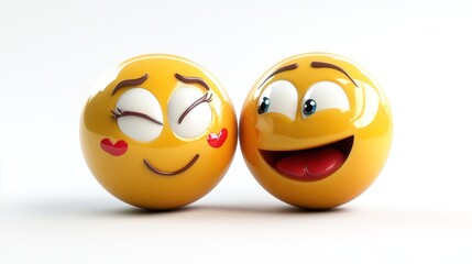 3D flirtatious emoticon, winking and smirking, transparent background 