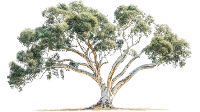 Eucalyptus tree isolated on transparent background for garden design.