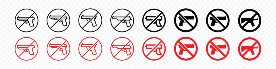 no gun sign, No Guns Weapons Allowed Prohibition Sign Icon, No Gun. Armless Icon, Prohibition Use Weapon, Weapon Prohibition Line Icon. Gun Restriction Icon