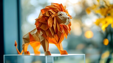 Origami - Folding paper in the shape of Leo Zodiac (born between Jul 23 – Aug 22) The message is that even though it is just paper, if you try your best, it can lift you up on a pedestal gracefully.