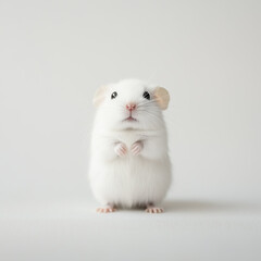 A standing white hamster isolated on white background