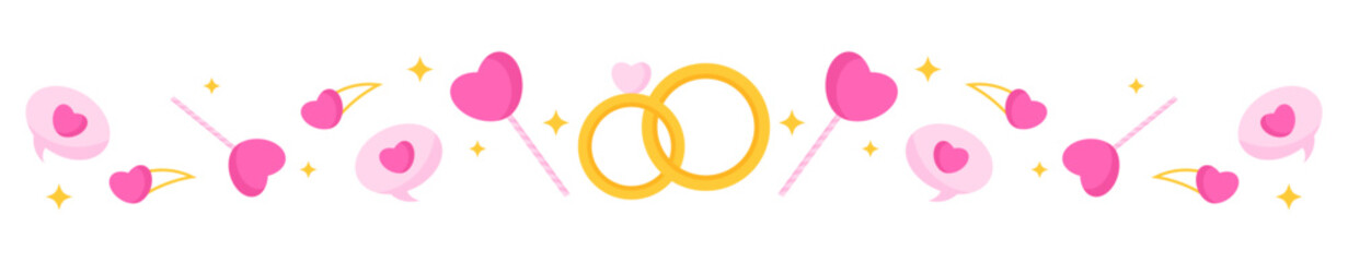 Ring couple flat illustration happy valentine's day clipart border