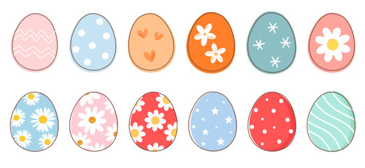 Set of Easter eggs isolated on white background vector.
