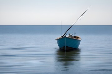 "Man Fishing Isolated on White Background" Generative AI illustration