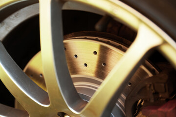 Close view of car brake disc texture