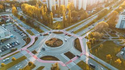 Modern roundabout in city residential area © AlexGo