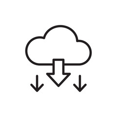 Cloud download icon outline set sign