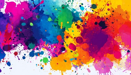Fototapeta premium Colorful Abstract Splatter Effect on White Background, Dynamic and Vibrant with Energy and Excitement